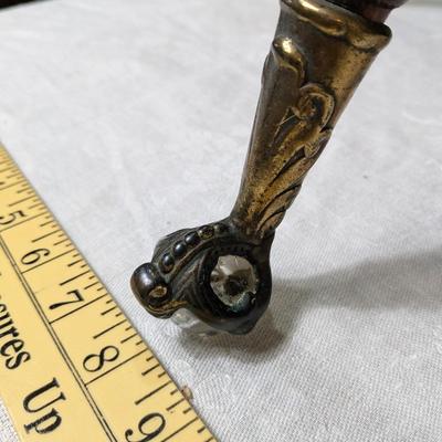 Antique Mahogany Eagle Claw Glass Ball Feet Piano Stool