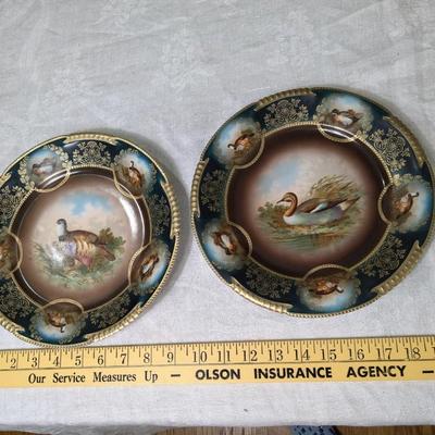 2 Vintage Royal Vienna Cabinet Plate Game Birds