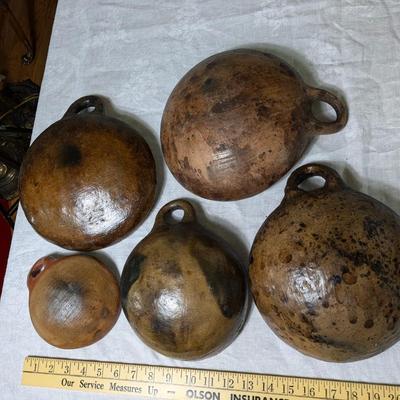 Set of 5 Vintage Clay Cooking Bowls, El Salvador