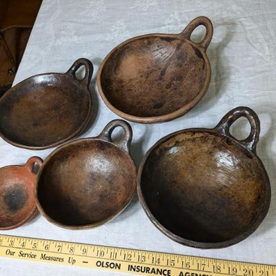 Set of 5 Vintage Clay Cooking Bowls, El Salvador