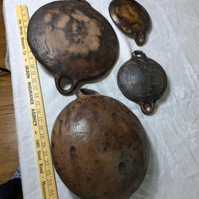 Set of 4 Vintage Clay Fire Cooking Bowls