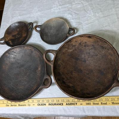 Set of 4 Vintage Clay Fire Cooking Bowls