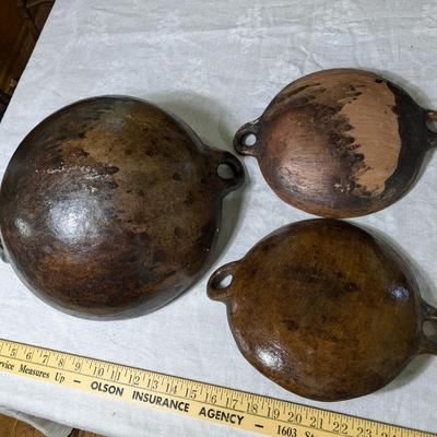 Collection of 3 Vintage Clay Fire Cooking Bowls