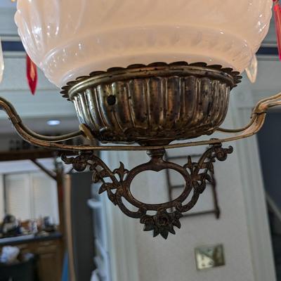 Gorgeous Antique Victorian Hanging Oil Lamp, Now Wired