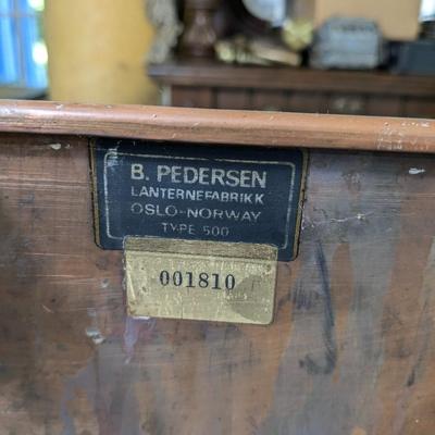 Very Rare Antique Babord Port Copper Ship Lantern, B. Pederson, Oslo-Norway