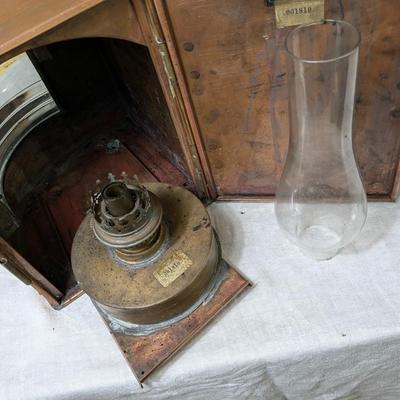 Very Rare Antique Babord Port Copper Ship Lantern, B. Pederson, Oslo-Norway