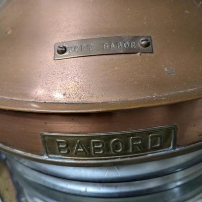 Very Rare Antique Babord Port Copper Ship Lantern, B. Pederson, Oslo-Norway
