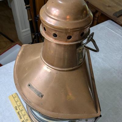 Very Rare Antique Babord Port Copper Ship Lantern, B. Pederson, Oslo-Norway