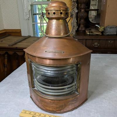 Very Rare Starbord Antique Genuine Copper Ship Lantern, B. Pederson, Oslo-Norway