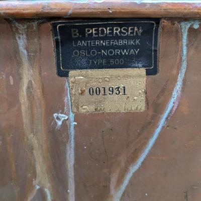 Very Rare Starbord Antique Genuine Copper Ship Lantern, B. Pederson, Oslo-Norway