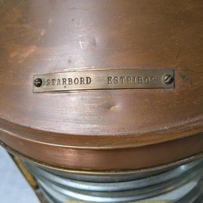 Very Rare Starbord Antique Genuine Copper Ship Lantern, B. Pederson, Oslo-Norway