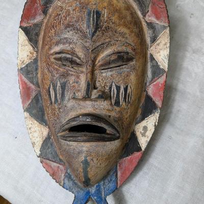 Vintage Ghana African Hand Carved Wooden Tribal Mask
