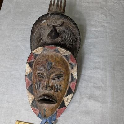 Vintage Ghana African Hand Carved Wooden Tribal Mask