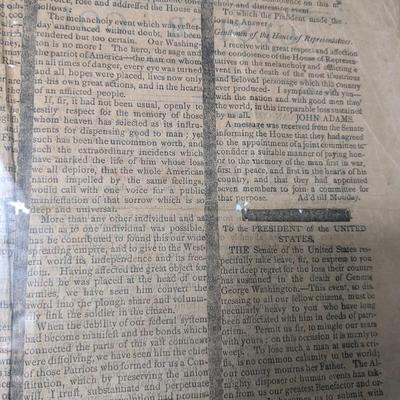 Ulfter County Gazzette, January 1800 Issue, George Washington's Death