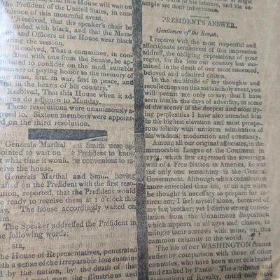 Ulfter County Gazzette, January 1800 Issue, George Washington's Death