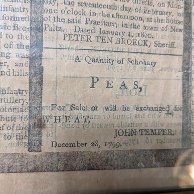 Ulfter County Gazzette, January 1800 Issue, George Washington's Death