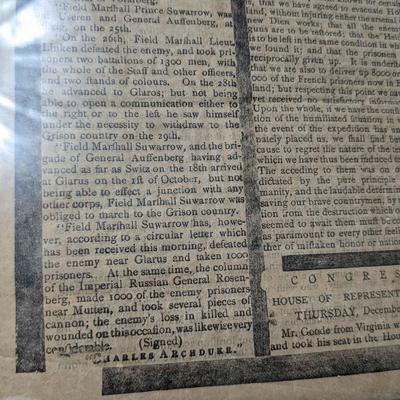 Ulfter County Gazzette, January 1800 Issue, George Washington's Death