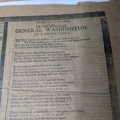 Ulfter County Gazzette, January 1800 Issue, George Washington's Death