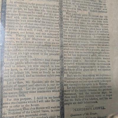 Ulfter County Gazzette, January 1800 Issue, George Washington's Death