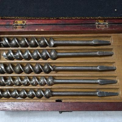 RARE Early Complete Set of 14 RUSSELL JENNINGS Auger Bits in its Original 3 Tiered Box