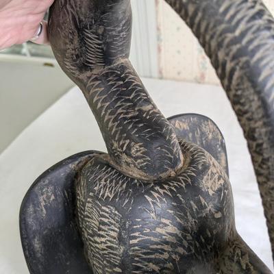 Vintage African Hand Carved Bird with Snake in its Mouth