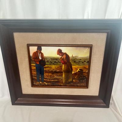 Negroni painting Farmers Praying Enameling on Metal 20x18H “