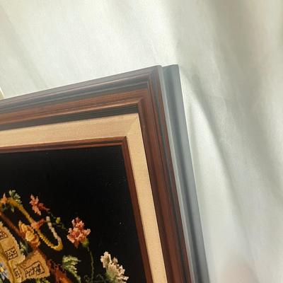 Antique Needlepoint Art Musicals Theme Large Hand Made Framed 35wx21h”