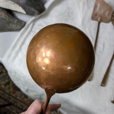 Vintage Set of 5 Piece Copper Cooking Utensils