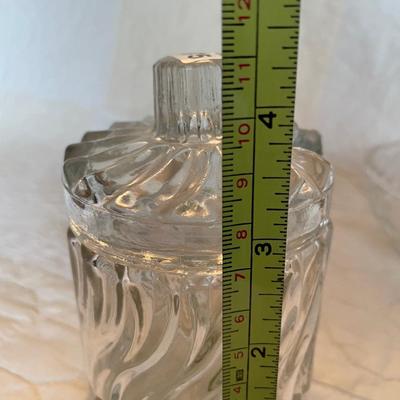 Avon clear glass jar with swirl design