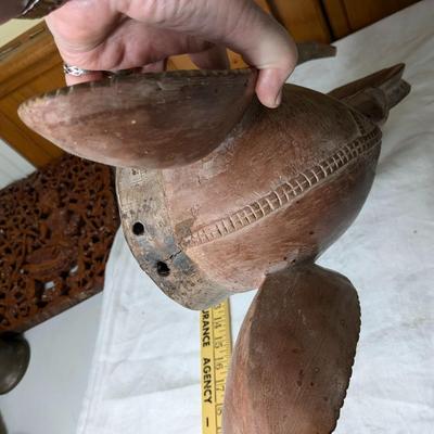 Antique African Tribal Elephant Mask Wood Hand Carved Wall Hanging, Ghana