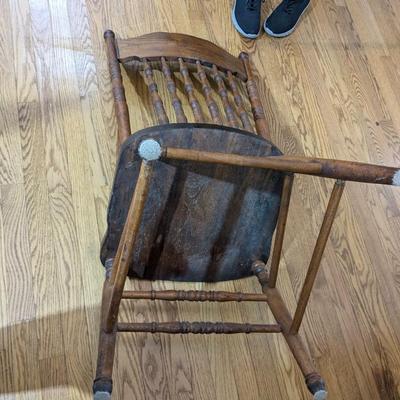 Set of 2 Oak Chairs with North Wind Carving