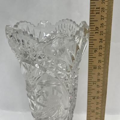 Tall Vintage Hofbauer "Byrdes" Vase 10” High - Stunning Lead Crystal