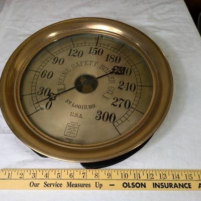Vintage Ashton Valve Co. Brass Heine Boiler Steam Gauge Steampunk