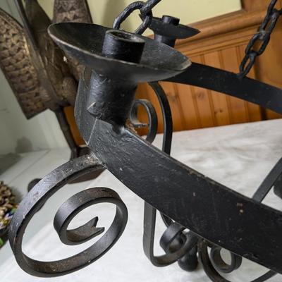 Vintage Serious Wrought Iron Candle Chandelier