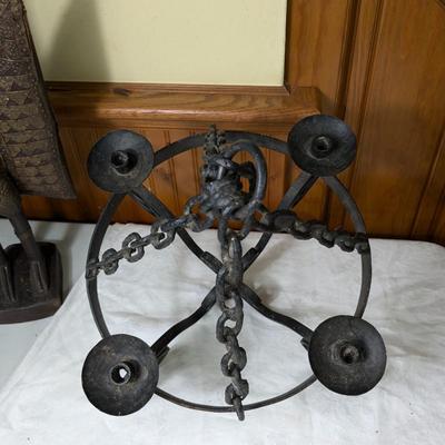 Vintage Serious Wrought Iron Candle Chandelier
