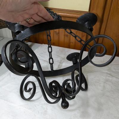 Vintage Serious Wrought Iron Candle Chandelier