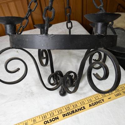 Vintage Serious Wrought Iron Candle Chandelier