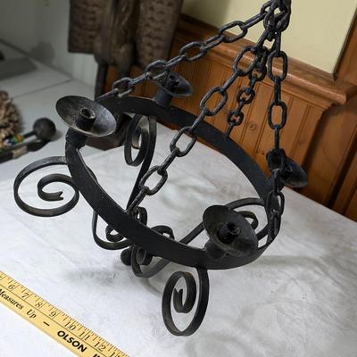 Vintage Serious Wrought Iron Candle Chandelier