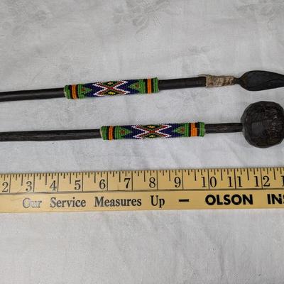 VINTAGE AFRICAN DECORATIVE WOODEN WEAPONS