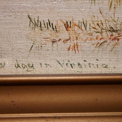 LANDSCAPE OIL ON CANVAS "NOV. DAY IN VIRGINIA" SIGNED LOWER RIGHT