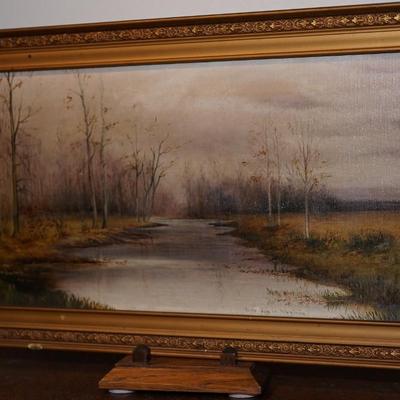 LANDSCAPE OIL ON CANVAS "NOV. DAY IN VIRGINIA" SIGNED LOWER RIGHT