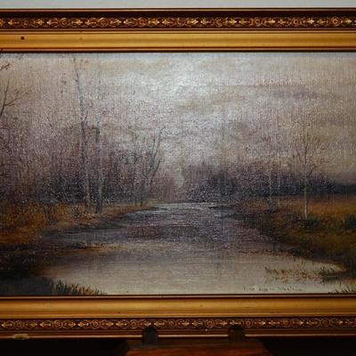 LANDSCAPE OIL ON CANVAS "NOV. DAY IN VIRGINIA" SIGNED LOWER RIGHT