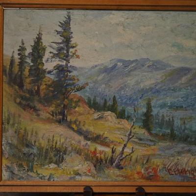 1934 OIL ON BOARD "GRAND LAKE COLORADO " SIGNED BY LG WRIGHT