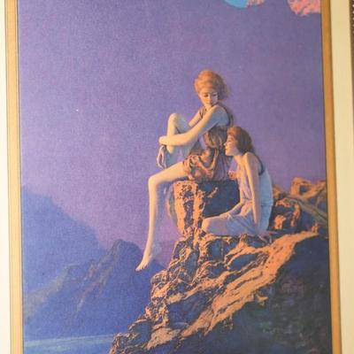 1928 MAXFIELD PARRISH CALENDAR "CONTENTMENT" FRAMED FOR EDISON LAMP WORKS. CALENDAR IS INTACT