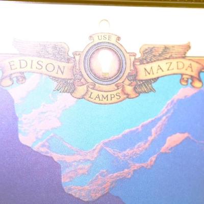 1928 MAXFIELD PARRISH CALENDAR "CONTENTMENT" FRAMED FOR EDISON LAMP WORKS. CALENDAR IS INTACT
