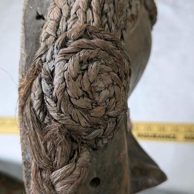 Vintage Africa Tribal Dan Mask Hand Carved Cowrie Wood Wall Art