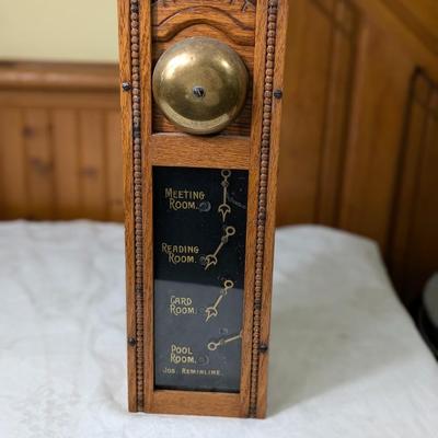 Rare Antique Servant Electric Call Bell, Oak Case
