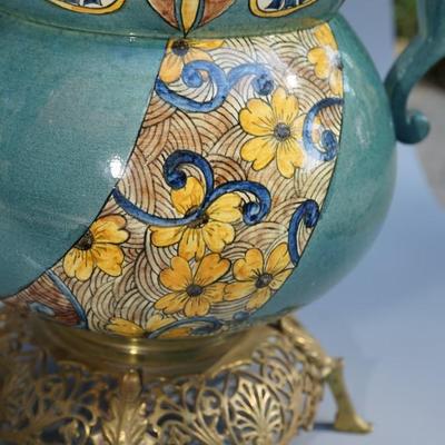 EARLY 1900'S STUNNING PAULINE POTTERY TABLE LAMP - INSERT OF BRASS