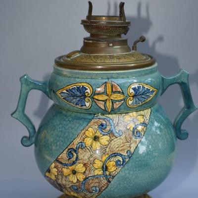 EARLY 1900'S STUNNING PAULINE POTTERY TABLE LAMP - INSERT OF BRASS