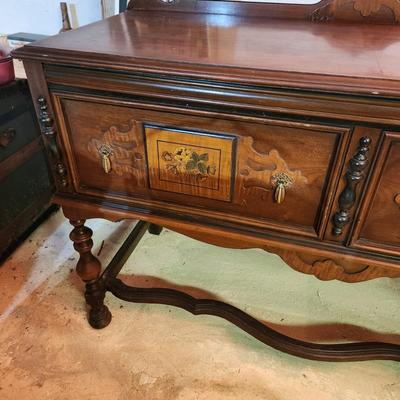Antique Sideboard Walnut Gum Mahogany Woods 54x22x35